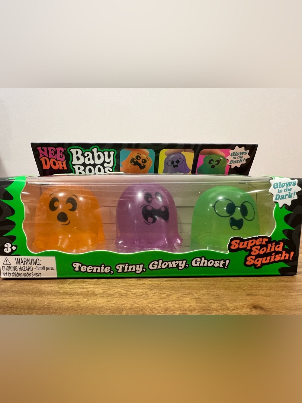 🔥👻NeeDoh Baby Boos Glow Ghost Squishies-3 Pack 🧡💜💚 RARE ✨